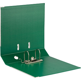 Папка-регистратор Комус Стандарт 75 мм зелёная бумвинил с защитным уголком