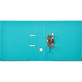 Папка-регистратор Комус Стандарт 75 мм бирюзовая бумвинил с защитным уголком