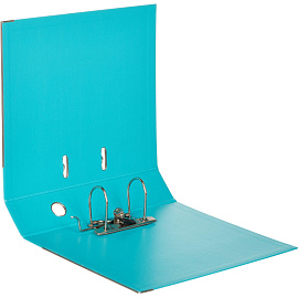 Папка-регистратор Комус Стандарт 75 мм бирюзовая бумвинил с защитным уголком