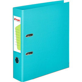 Папка-регистратор Комус Стандарт 75 мм бирюзовая бумвинил с защитным уголком