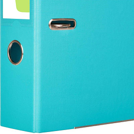 Папка-регистратор Комус Стандарт 75 мм бирюзовая бумвинил с защитным уголком