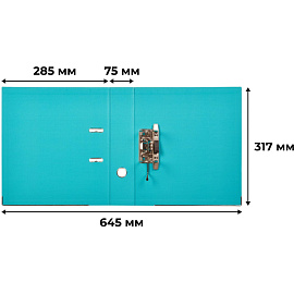 Папка-регистратор Комус Стандарт 75 мм бирюзовая бумвинил с защитным уголком