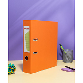 Папка-регистратор Комус Стандарт 75 мм оранжевая бумвинил с защитным уголком