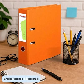 Папка-регистратор Комус Стандарт 75 мм оранжевая бумвинил с защитным уголком