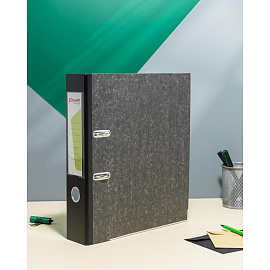 Папка-регистратор Комус 75 мм чёрная бумага с защитным уголком