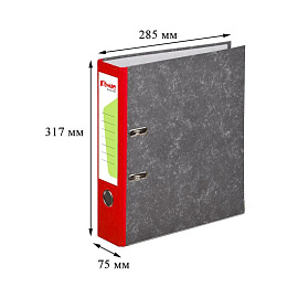 Папка-регистратор Комус 75 мм чёрная/красная бумага с защитным уголком