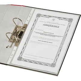 Папка-регистратор Комус 75 мм чёрная/красная бумага с защитным уголком