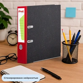 Папка-регистратор Комус 75 мм чёрная/красная бумага с защитным уголком