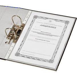 Папка-регистратор Комус 75 мм чёрная/синяя бумага с защитным уголком