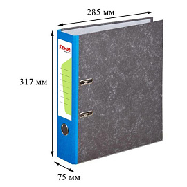 Папка-регистратор Комус 75 мм чёрная/синяя бумага с защитным уголком