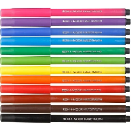 Фломастеры Koh-i-Noor Zoo 12 цветов с вентилируемыми колпачками смываемые