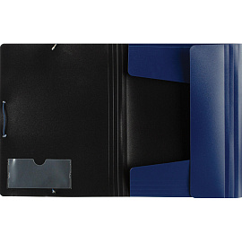 Папка на резинках Комус А4 35 мм пластиковая до 300 листов синяя (толщина обложки 0.45 мм)