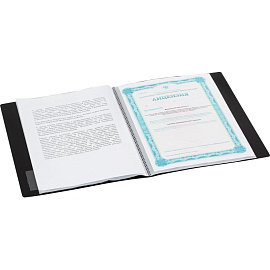 Папка файловая на 20 файлов Комус A4 15 мм сиреневая с внутренним карманом (толщина обложки 0.8 мм)