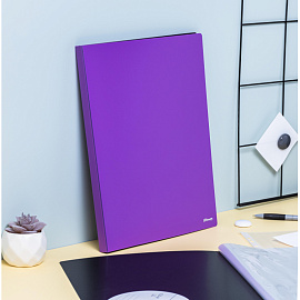 Папка файловая на 20 файлов Комус A4 15 мм сиреневая с внутренним карманом (толщина обложки 0.8 мм)