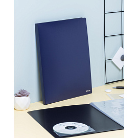 Папка файловая на 20 файлов Комус A4 15 мм синяя с внутренним карманом (толщина обложки 0.8 мм)