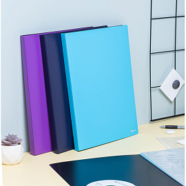 Папка файловая на 20 файлов Комус A4 15 мм синяя с внутренним карманом (толщина обложки 0.8 мм)