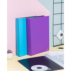 Папка файловая на 60 файлов Комус A4 25 мм сиреневая с внутренним карманом (толщина обложки 0.8 мм)