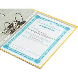 Папка-регистратор Комус Экономи 50 мм жёлтая бумвинил/бумага с защитным уголком