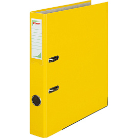 Папка-регистратор Комус Экономи 50 мм жёлтая бумвинил/бумага с защитным уголком