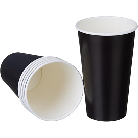 Стакан одноразовый бумажный 400/530 мл чёрный (1000 штук в упаковке)