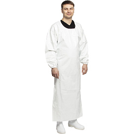 Фартук защитный КЩС Робин 2 полиуретановый белый 0.15 мм с рукавами