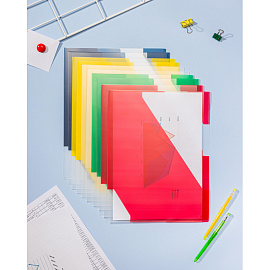 Папка-уголок с 3 разделителями Комус A4 пластиковая 180 мкм (10 штук в упаковке)