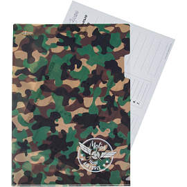 Папка уголок №1 School Military А4 пластиковая 180 мкм зеленая (2 штуки в упаковке)