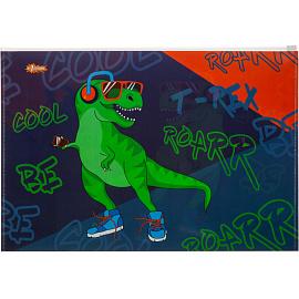 Папка-конверт на zip-молнии №1 School Динозавр А4+ 200 мкм