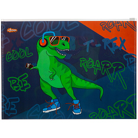 Папка-конверт на zip-молнии №1 School Динозавр B5 200 мкм