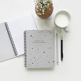 Бизнес-тетрадь Be Smart Terrazzo А5 96 листов разноцветная в клетку на спирали