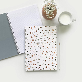 Бизнес-тетрадь Be Smart Terrazzo А4 96 листов в клетку на спирали (обложка с рисунком, матовая ламинация)