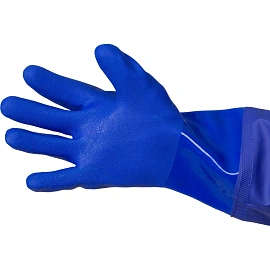 Перчатки КЩС хлопок/ПВХ Safeprotect Ойлрезист Лонг удлиненные синие (размер 9, L)
