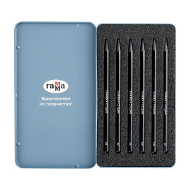 Набор карандашей цельнографитных ч/г Гамма "Студия" 6шт., 6B-2H, метал. упаковка