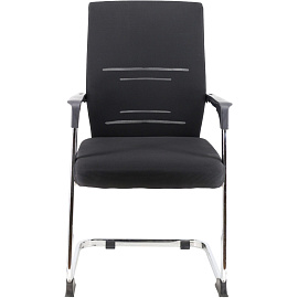 Конференц-кресло Everprof Visit черное/хром (сетка/ткань, металл хромированный)