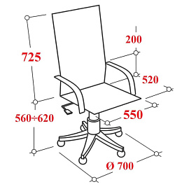 Кресло для руководителя Комус Мебель 691 серое (ткань, пластик)