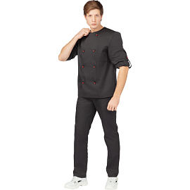 Китель поварской у23-КУ плюс мужской чёрный с длинным рукавом (размер 48-50, рост 182-188) фото Китель поварской у23-КУ плюс мужской чёрный с длинным рукавом (размер 48-50, рост 182-188)