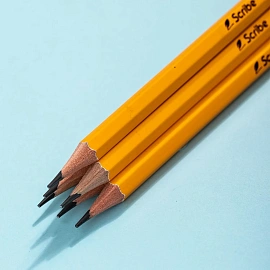 Карандаш чернографитный HB с ластиком Deli Scribe заточенный шестигранный