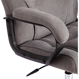 Кресло для руководителя Easy Chair Priority серое (флок, металл)