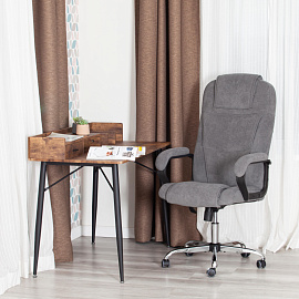 Кресло для руководителя Easy Chair Priority серое (флок, металл)