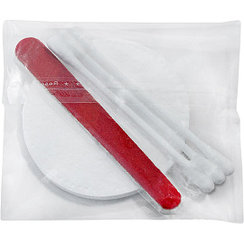 Набор косметический пакет (ватные диски - 2 штуки, ватные палочки - 3 штуки, пилка, 300 штук в упаковке)