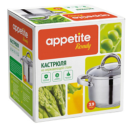 Кастрюля Appetite Rondy 3.9 л нержавеющая сталь с крышкой