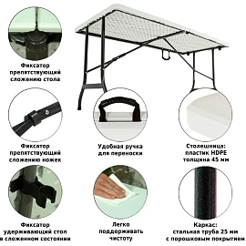 Стол складной F152 (белый, 1520х750х730 мм)