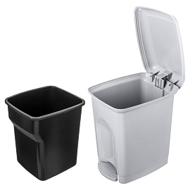 Ведро мусорное 7 л пластик с педалью с крышкой серое (28x23.5x19.5 см)