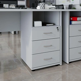 Тумба приставная Easy One с замком без топа (серый, 400х454х721 мм, 3 ящика)