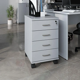 Тумба подкатная Комус Мебель (Easy to lead) Easy One с замком (серый, 404х454х609 мм, 4 ящика)