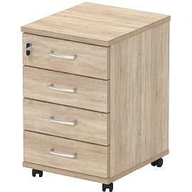 Тумба подкатная Комус Мебель Easy to lead Easy One с замком (дуб сонома, 404х454х609 мм, 4 ящика)