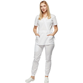 Костюм медицинский женский м24-КБР белый (размер 58, рост 158-164) фото Костюм медицинский женский м24-КБР белый (размер 58, рост 158-164)