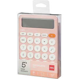 Калькулятор настольный Deli EM124 12 разрядный розовый 158х105x28 мм
