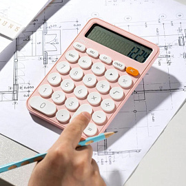 Калькулятор настольный Deli EM124 12 разрядный розовый 158х105x28 мм