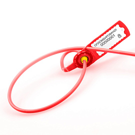 Пломба пластиковая номерная 525 мм красная (100 штук в комплекте)